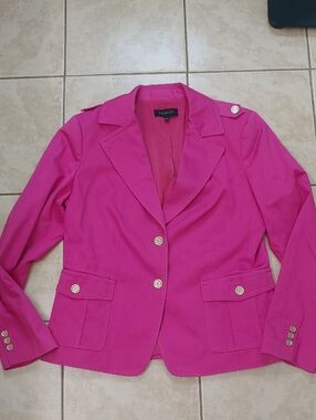 Talbots Hot Pink Military Blazer Cotton Blend Women's Size 14
